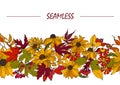 Autumn flowers, leaves and viburnum berries
